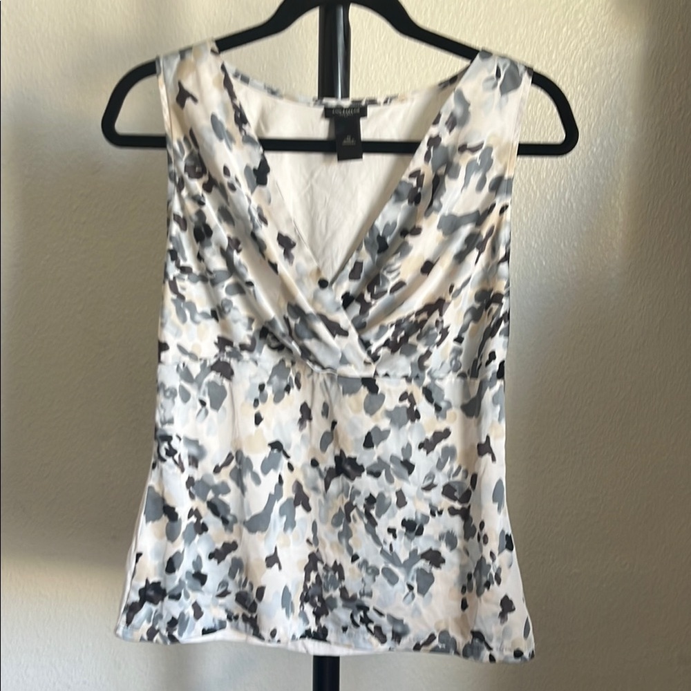 Ann Taylor Draped Black and White Blouse